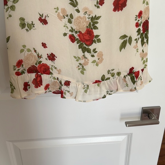 Reformation Floral Mini Dress in Cream and Red - Picture 4 of 7